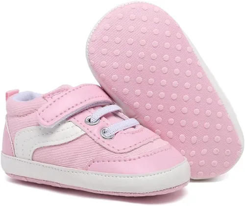 Vista 2 de Tenis de lona para bebés niños y niñas, suela suave, antideslizantes, ligeros, para recién nacidos, para primeros pasos, para cuna de 0 a 18 meses