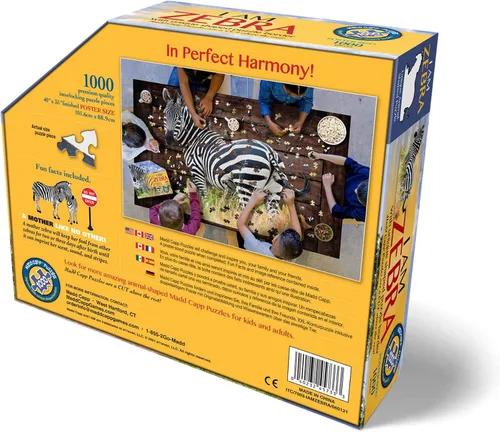 Vista 3 de Madd Capp Puzzles - I AM Zebra - Rompecabezas de 1000 piezas con forma de animal, multicolor