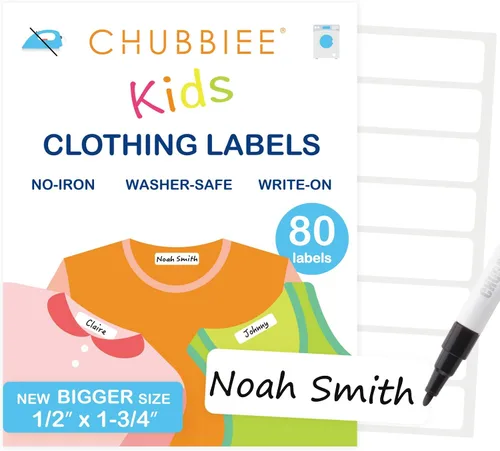 Vista 9 de Etiquetas de ropa para niños multiusos sin planchar, etiquetas de tela autoadhesivas para campamento, escuela, guardería, cuidado de enfermería