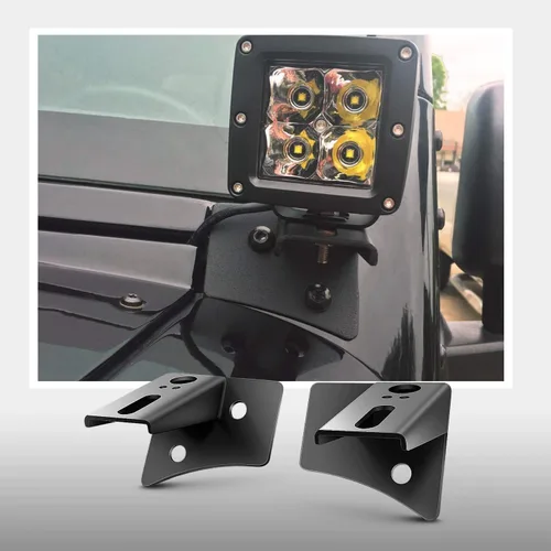 Vista 6 de Set de 2 soportes Nilight de montaje con bisagra, para salpicadero, para Jeep JK A-Pillar, para montar luz antiniebla LED para todoterreno, luz