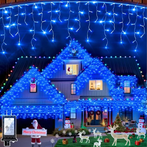 Vista 22 de Luces de carámbano de Navidad para exteriores, 60 pies, 612 luces LED, multicolor