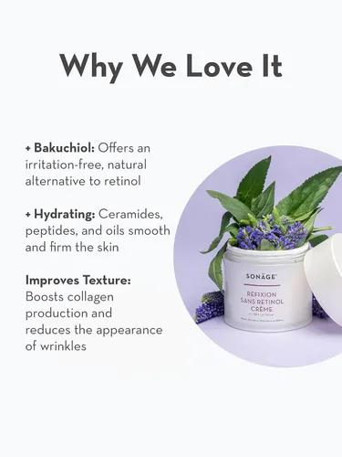 Vista 3 de SONAGE Crema Refixion Sans Retinol Crema hidratante antienvejecimiento Bakuchiol Alternativa natural al retinol Mejora la textura