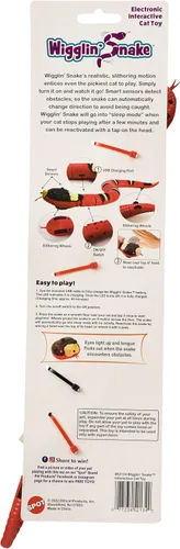 Vista 2 de SPOT Wigglin' Snake - Juguete electrónico interactivo para gatos, deslizadores y deslizadores de serpiente activados por tacto para entretener a