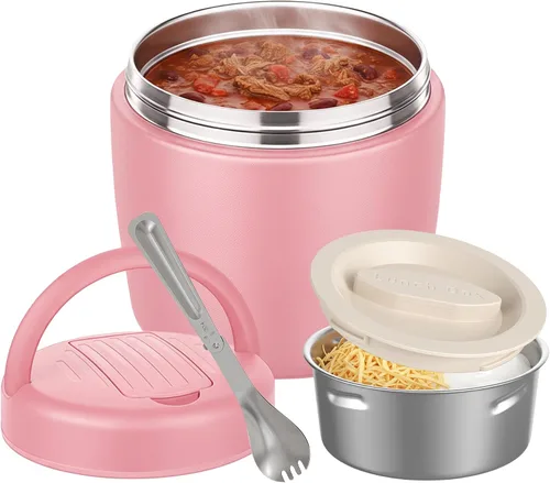 Vista 10 de Termo para comida caliente, 40 onzas, tarro de comida aislado al vacío para adultos, de acero inoxidable, termo de boca ancha, a prueba de fugas