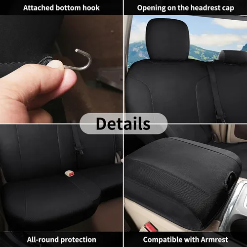Vista 49 de Coverado Chevy Silverado - Juego completo de fundas de asiento de lona impermeables, apto para Silverado GMC Sierra 2007-2013 y 2019-2025 1500 Negro