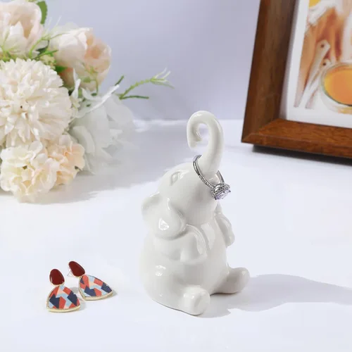 Vista 7 de LZBALUYO Soporte para anillos de elefante y perro, cactus para joyería, organizador de anillos, regalos para mujeres, mamá, día de la madre