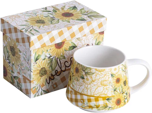 Vista 11 de Topadorn - Taza de café floral morada, taza de té de cerámica de 12 onzas con caja de regalo a juego, taza de flores silvestres de acuarela, apta