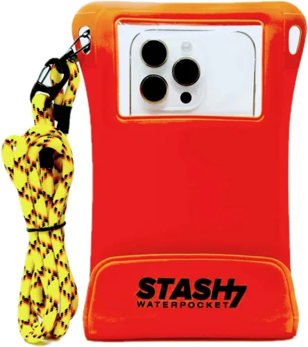 Vista 9 de Stash7 Funda impermeable para teléfono con cordón largo IPX8 Adventure Grade Bolsa seca para teléfono celular, compatible con iPhone 15 Pro Max
