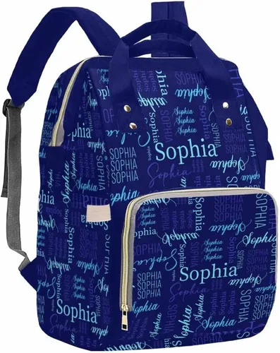 Vista 10 de Artsadd Bolsos para pañales personalizados con nombre, mochila monograma, regalos para baby shower, pattern 01, Tamaño único, Mochilas Daypack