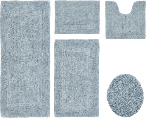 Vista 334 de Better Trends - Juego de 2 alfombras de baño 100% algodón, extra suaves, con borlas, de 17" x 24", alfombra de baño superabsorbente y reversible
