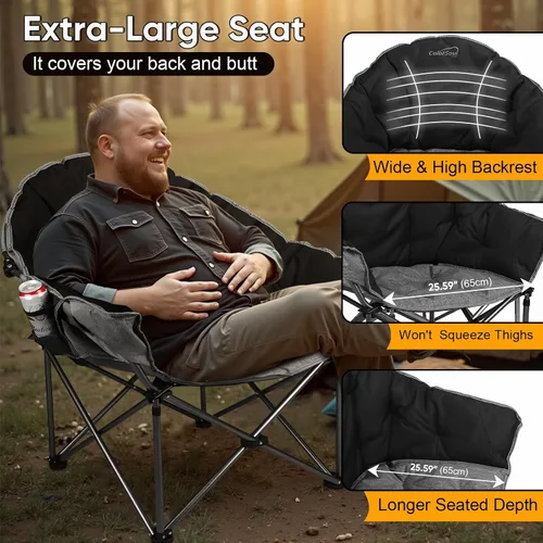 Vista 3 de Colorsoul Sillas de campamento XXL de gran tamaño con soporte de 450 libras, sillas acolchadas extragrandes para exteriores, silla de césped