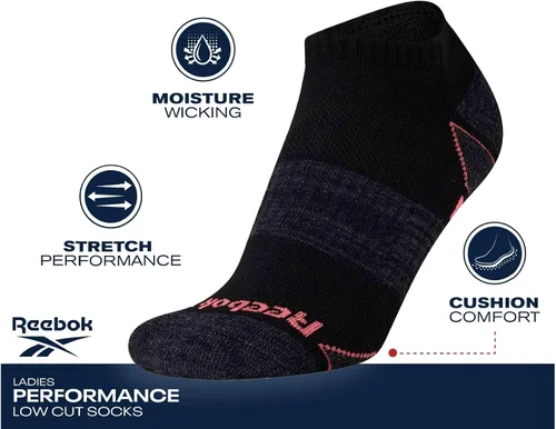 Vista 3 de Reebok Calcetines acolchados de corte bajo transpirables para mujer (12 unidades)