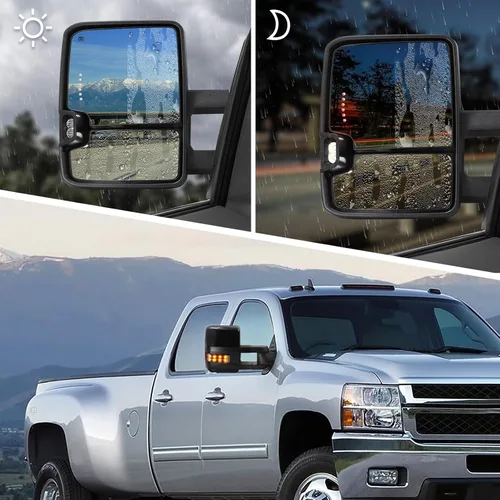 Vista 5 de Sanooer Espejos de remolque para Silverado y Sierra 07-13 pintados negro