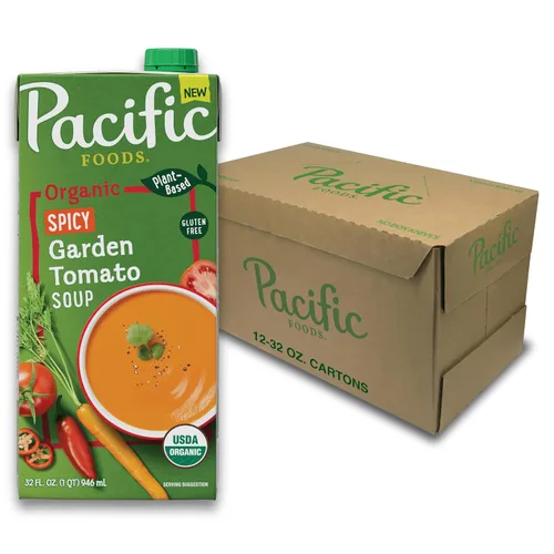 Vista 10 de Pacific Foods Sopa de tomate de jardín picante orgánica, cartón de 32 onzas