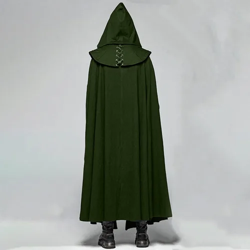 Vista 2 de XUNRYAN Capa medieval de caballero templario para hombre, capa gótica de caballero con capucha, capa de mascarada, disfraz de Halloween