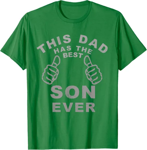 Vista 3 de Camiseta con texto en inglés "This Dad Has the Best Son Ever", regalo del día del padre, Negro