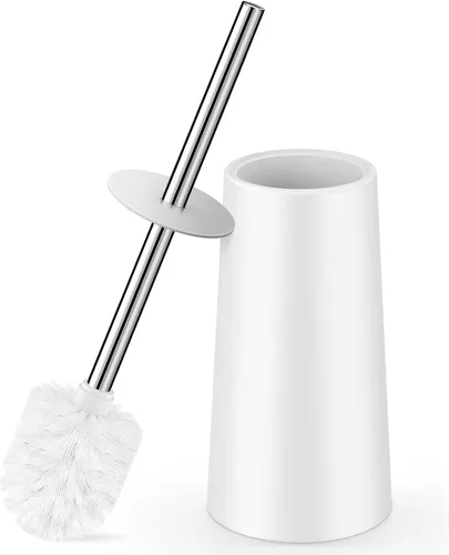 Vista 8 de Escobilla de inodoro y soporte, escobilla de inodoro con mango largo de acero inoxidable 304, cepillo para inodoro de baño, ergonómico, elegante