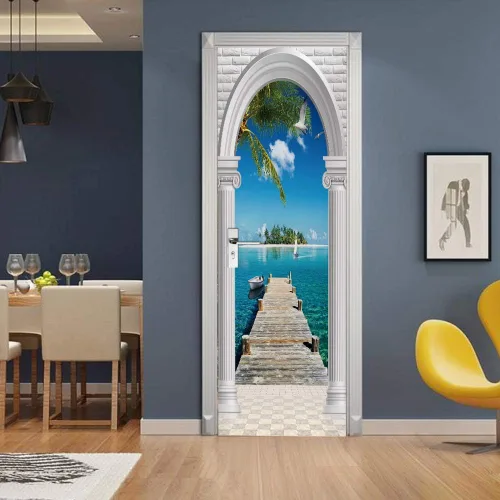 Vista 127 de Calcomanías 3D para puerta, murales para despegar y pegar, papel tapiz de caballo, calcomanías autoadhesivas extraíbles de PVC, impermeable, póster