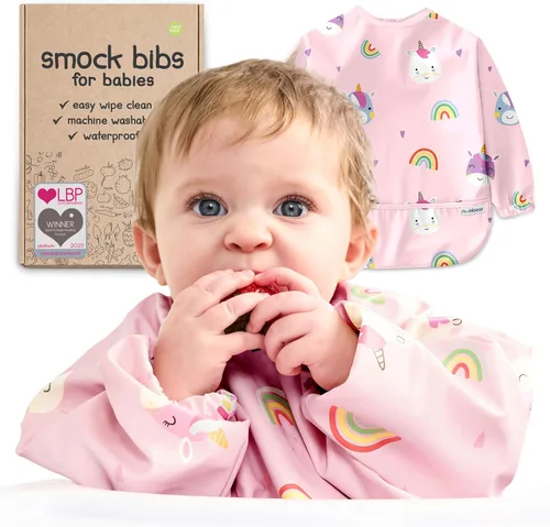 Vista 12 de Baberos impermeables para comer (niño o niña de 6 a 24 meses) – Babero de manga larga para bebé destete