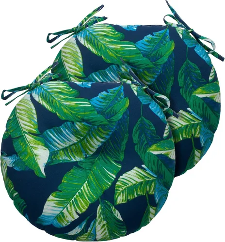 Vista 9 de Magpie Fabrics Cojines redondos de 15 pulgadas con lazos, juego de 2, impermeables, para todo tipo de clima, acolchado de 4 pulgadas de grosor