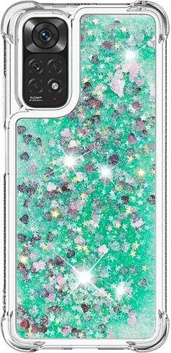 Vista 28 de Funda de silicona transparente con purpurina para Xiaomi Redmi A1 Bling Liquid Clear Star Heart Silicone Bumper a prueba de golpes, funda Azul