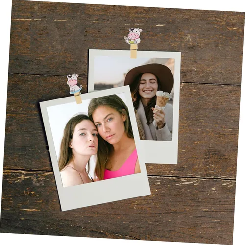 Vista 6 de COLLBATH Paquete de 5 clips de fotos de madera con cuerdas, soportes decorativos para fotos, manualidades y pancartas, clips compactos y colgantes