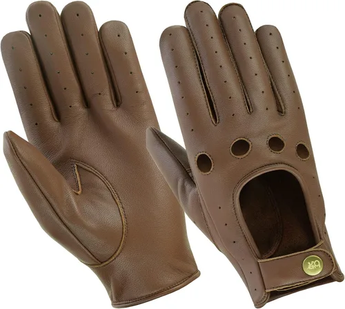 Vista 8 de Guantes de cuero para hombre, guantes de conducción de cuero para chofer, guantes de piel de cordero 100% auténtica, guantes de dedo completo