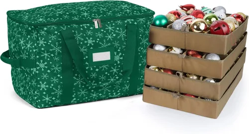 Vista 22 de Covermates Keepsakes Bolsa de almacenamiento ajustable para adornos, con asas de transporte, protección acolchada, ruedas dobles, almacenamiento