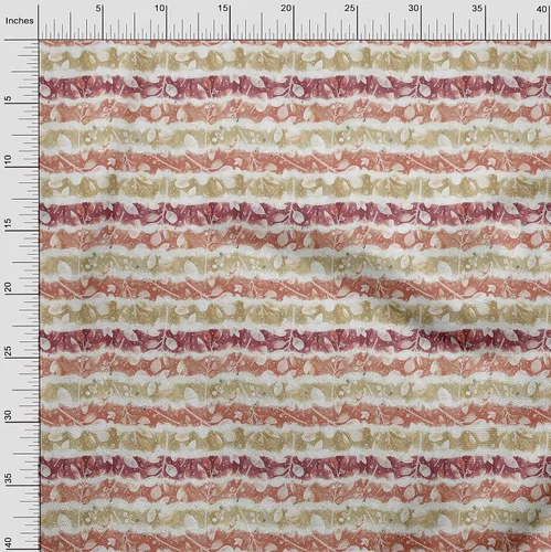 Vista 4 de oneOone The Yard - Tela de algodón flexible de color beige con estampado floral, 40 pulgadas de ancho