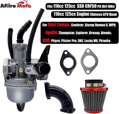 Vista 2 de Juego de Filtro de Aire de Carburador PZ22 de 22 mm para Motocicletas SSR CRF50 de 110 cc y 125 cc, Sunl Taotao Pit Bike ATV de Aniro Moto
