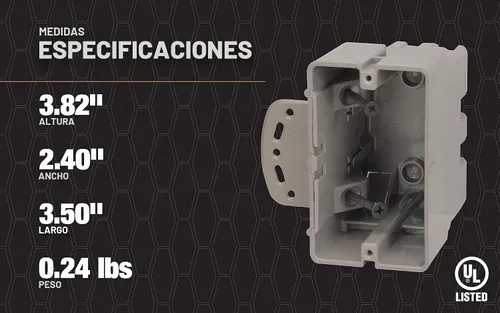Vista 7 de Southwire MSBMMT1G Caja de dispositivo de montaje múltiple de 1 banda con profundidad ajustable; resistente 42 libras