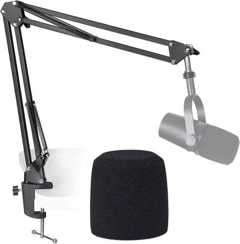 Vista 8 de SUNMON Shure MV7 Pop Filter - Cubierta de espuma para parabrisas de micrófono profesional compatible con micrófono Shure MV7 Podcast para minimizar