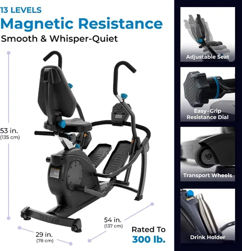 Vista 5 de Teeter FreeStep Recumbent Cross Trainer Stepper, Zero-Impact Exercise Bike Alternative w/Patented Physical Therapy Stride, Up to 350lb, Free App