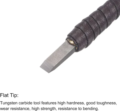 Vista 3 de uxcell Cuchillo para tallar cinceles de madera, carburo de tungsteno de 0.197 in, punta plana, herramienta de mano para carpintería, Graver de 5.906