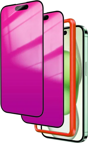 Vista 18 de Protector de pantalla de privacidad para iPhone 14/13/13 Pro (dorado) Anti-Spy vidrio templado degradado colorido efecto espejo cobertura completa