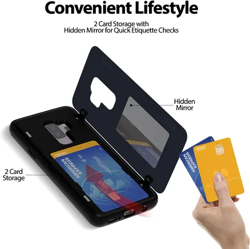 Vista 156 de GOOSPERY Parachoques magnético para puerta compatible con Galaxy S9 Plus, tarjetero tipo billetera con cierre automático por iman, funda protectora