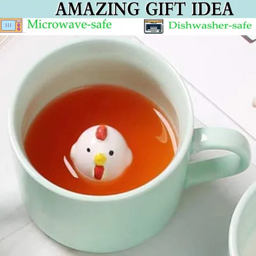 Vista 2 de Chick Taza de Café 3D Taza de Cerámica de Lindo Animal de Dibujos Animados - Animal Bebé Adentro, Mejor Taza de Oficina y Regalo de Cumpleaños 8 OZ