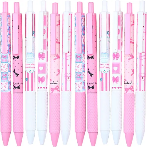 Vista 22 de 8 bolígrafos retráctiles lindos y estéticos, bolígrafos de gel con tinta para escribir con punta fina suave de 0,5 mm, bolígrafos de impresión