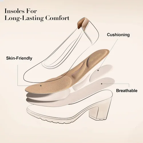 Vista 3 de DREAM PAIRS Zapatos de tacón bajo con punta cerrada y gruesos para mujer, zapatos de trabajo cómodos con punta redonda para vestido de boda