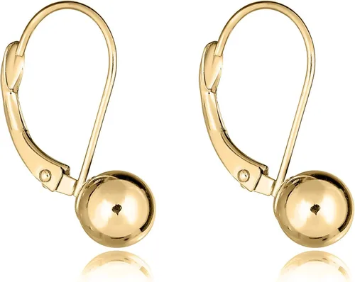 Vista 2 de AVORA Pendientes de bola pulida de oro amarillo de 10 quilates