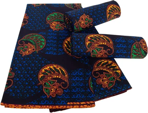 Vista 3 de Tela de algodón africana de impresión de cera Ankara de 6 yardas usada para ropa de fiesta artesanía DIY costura textiles 24FS1605