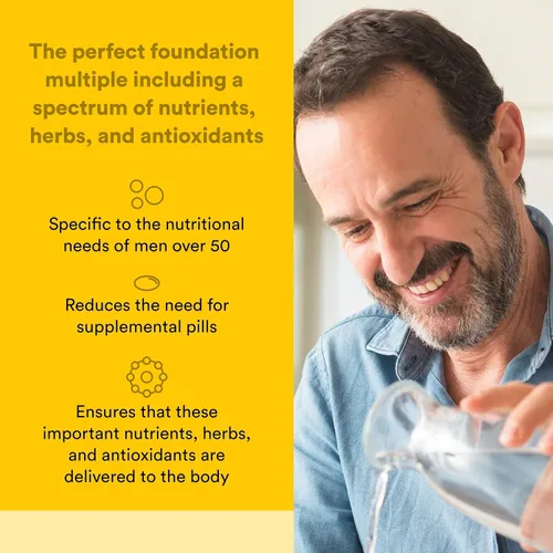Vista 2 de Natural Factors, Multivitamínico diario MultiStart 50+ para hombres, apoyo nutricional para la salud inmunológica y de próstata, 120 tabletas