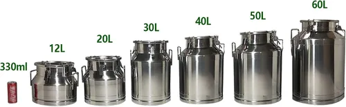 Vista 7 de None/Brand Lata de leche de acero inoxidable de 40 litros/10.5 galones, cubo de jarra de leche, cubo de vino, contenedor de líquido, almacenamiento