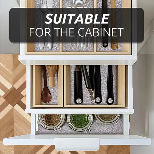 Vista 9 de Revestimiento de estante de 12 x 120 pulgadas con tijeras y cinta métrica para armarios de cocina, forro de cajón de PVC para tocador de baño, Negro