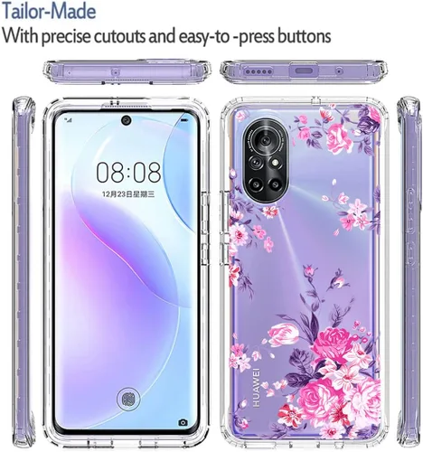 Vista 5 de Funda para Nova 8, ANG-L22B ANG-L21B con protector de pantalla de vidrio templado, suave 360 cuerpo completo, a prueba de golpes, híbrida