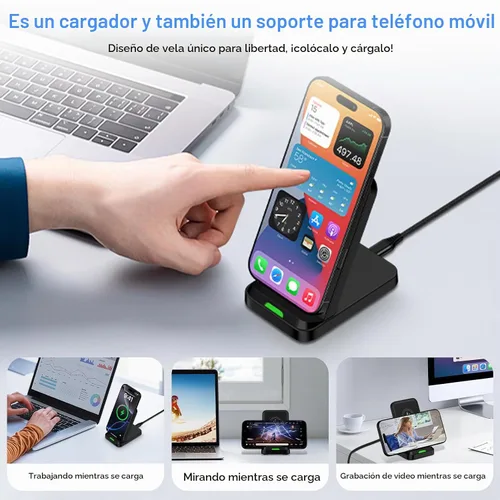 Vista 6 de Soporte de carga inalámbrico para Google Pixel 10/10 Pro/10 Pro XL/9a/9 Pro/9 Pro XL/8/8 Pro/7/7 Pro/6/6 Pro/5, estación de carga rápida