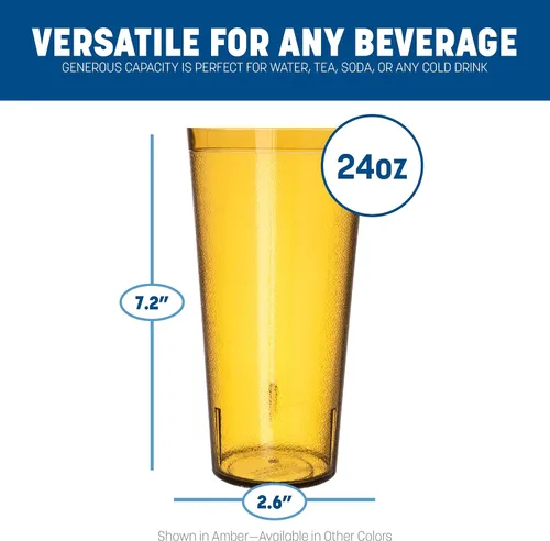 Vista 2 de Vaso de plástico CFS Stackable™, 24 onzas, ámbar (paquete de 72)