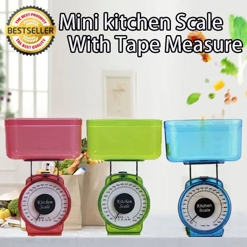 Vista 2 de Báscula de cocina para hornear, esfera mecánica, cuenco compacto, para cocinar, hornear, 2.2 lbs, aspecto retro, vintage, cocina, alimentos, báscula
