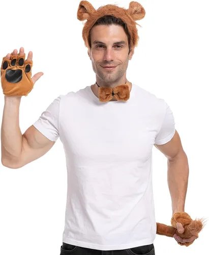 Vista 6 de Spooktacular Creations Halloween Lion Accessories Set with Headband Ears and Tail, Lion Dalmatian Monkey Animal Costume Set