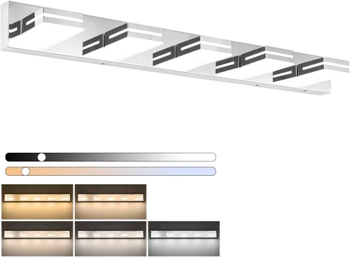 Vista 12 de SineRise - Lámparas LED modernas para tocador de baño (4 luces, 30 pulgadas) (5CCT, regulables), lámparas modernas de pared para baño de acrílico